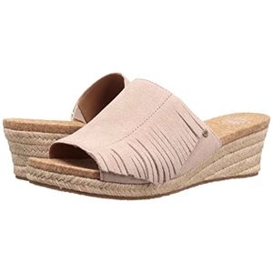 UGG Pink Fringe Wedge Sandals